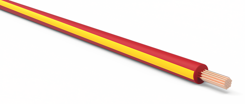 18 Gauge Red w/ Yellow Stripe Automotive TXL Wire Per Ft
