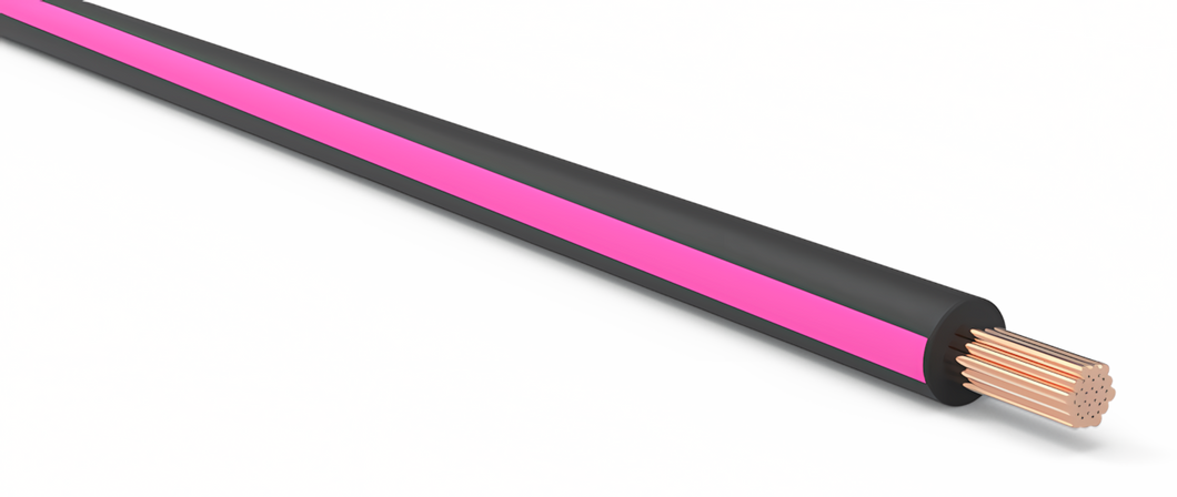 16 Gauge Black w/ Pink Stripe Automotive TXL Wire Per Ft