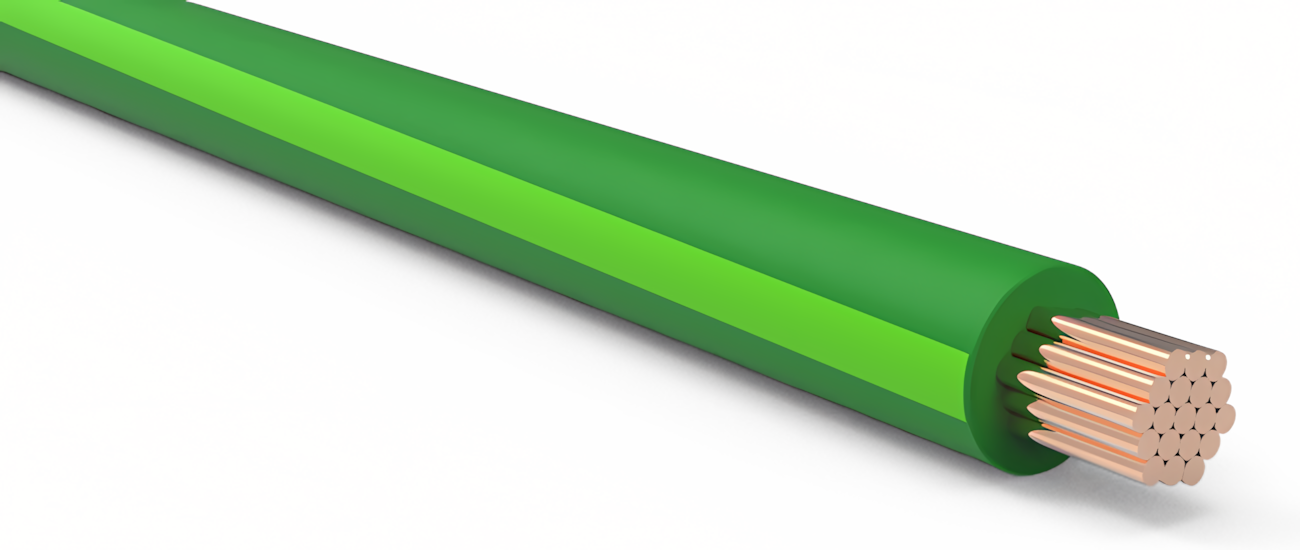 10 Gauge Dark Green w/ Light Green Stripe Automotive TXL Wire Per