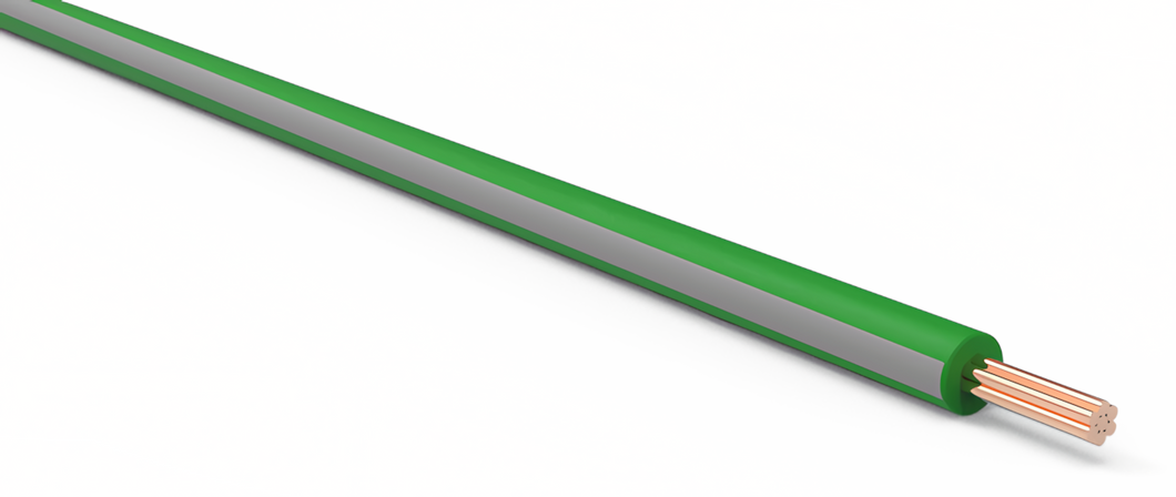20 Gauge Dark Green w/ Gray Stripe Automotive TXL Wire Per Ft
