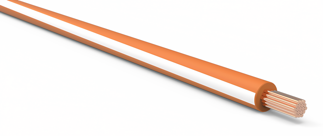 16 Gauge Orange w/ White Stripe Automotive TXL Wire Per Ft