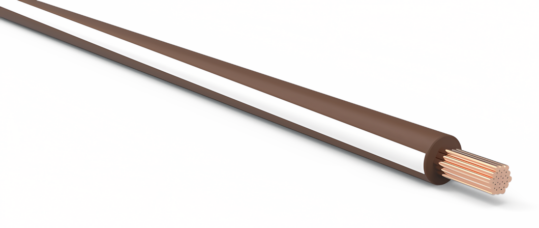 16 Gauge Brown w/ White Stripe Automotive TXL Wire Per Ft