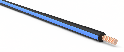 18 Gauge Black w/ Light Blue Stripe Automotive TXL Wire Per Ft