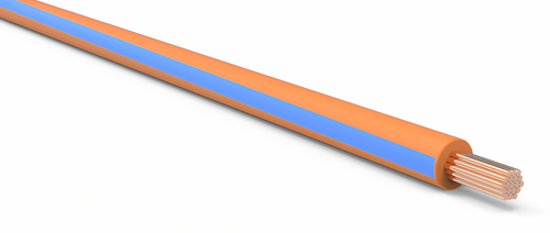 16 Gauge Orange w/ Light Blue Stripe Automotive TXL Wire Per Ft