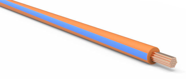 16-AWG-Automotive-TXL-Wire-Orange-w/-Light-Blue-Stripe-by-the-Foot